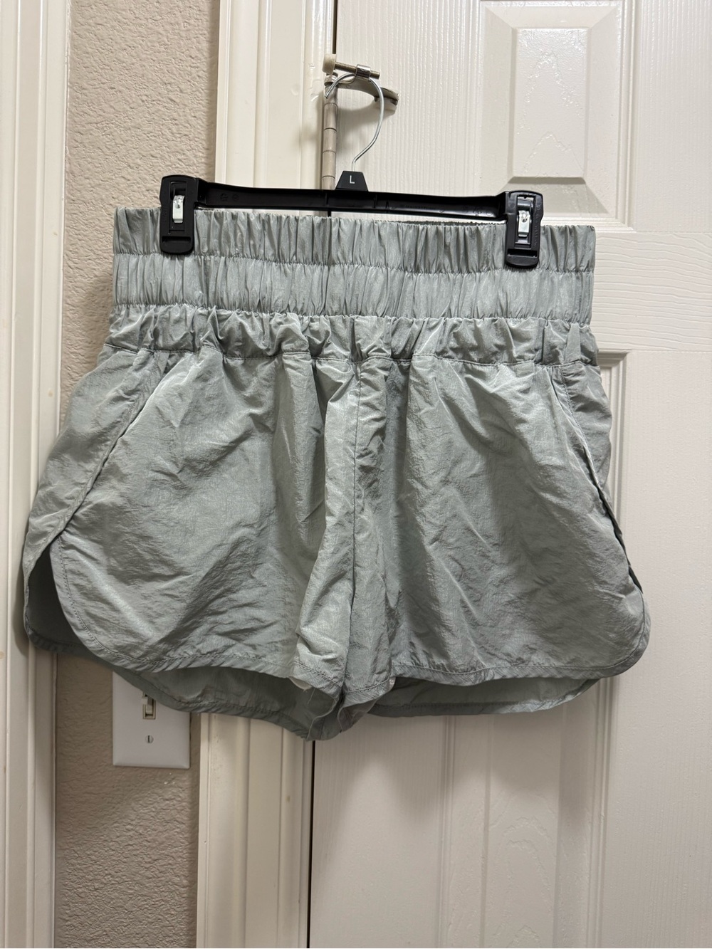 Women's Light Gray Athletic Shorts with Elastic Waist